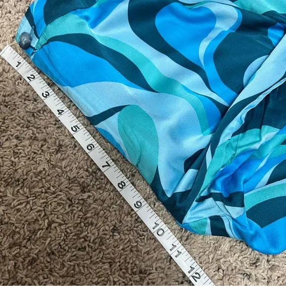 NWOT ZARA The Safia Pant Blue Psychedelic High Waisted Satin Flowy Y2K Sz XL - Picture 9 of 10